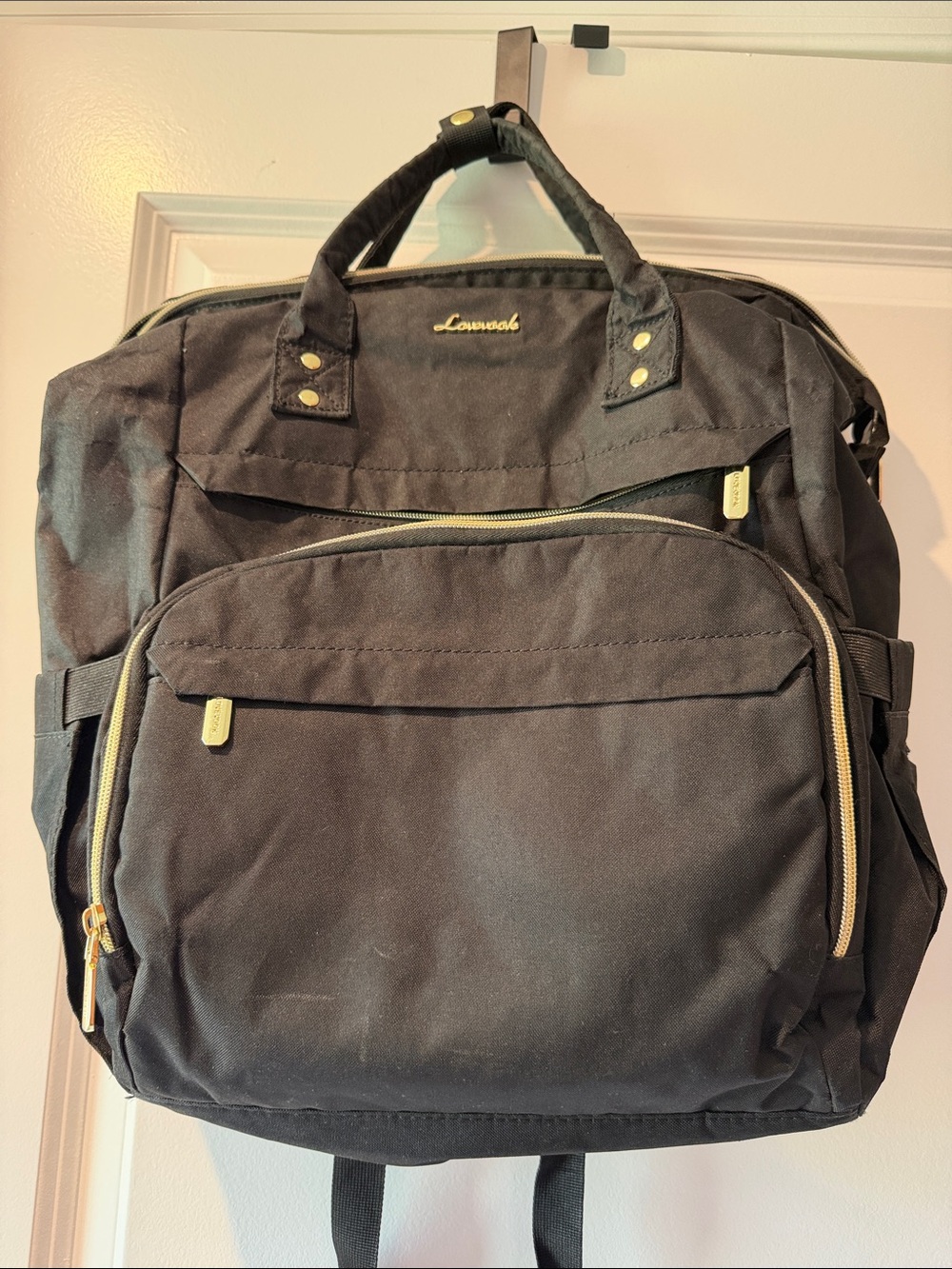 Loveook Black Backpack with Gold Zippers